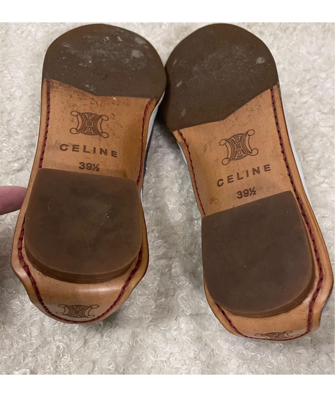 CELINE Белые кожаные мокасины, фото 7