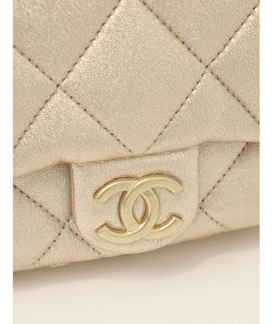 CHANEL Золотая кожаная сумка через плечо, фото 6