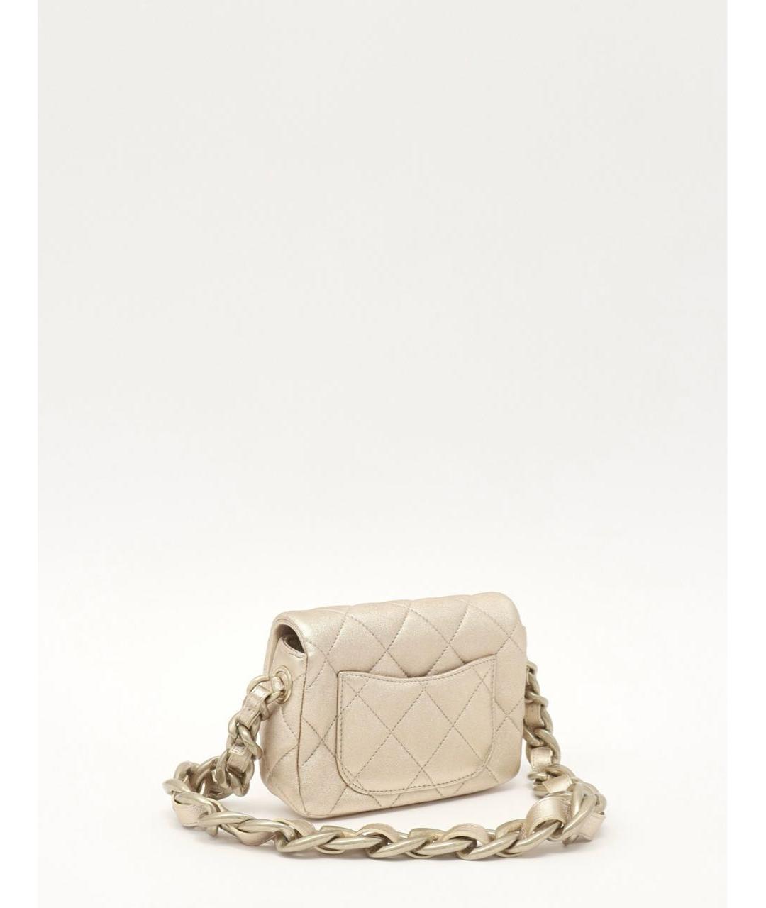 CHANEL Золотая кожаная сумка через плечо, фото 3