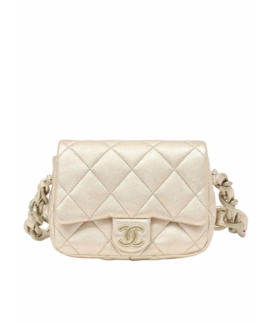 CHANEL Золотая кожаная сумка через плечо, фото 1