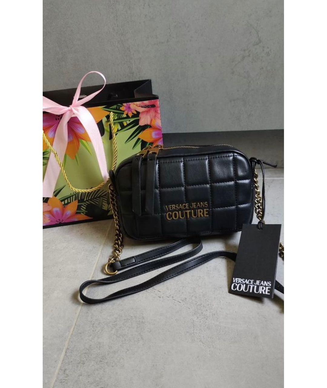 VERSACE JEANS COUTURE Черная сумка через плечо из искусственной кожи, фото 2