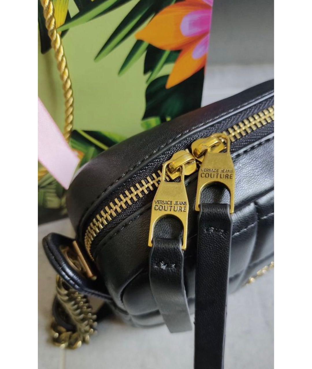 VERSACE JEANS COUTURE Черная сумка через плечо из искусственной кожи, фото 3