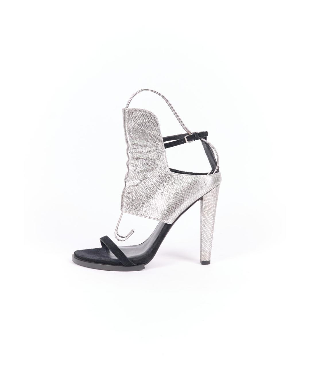 ALEXANDER WANG Серебряные кожаные босоножки, фото 6