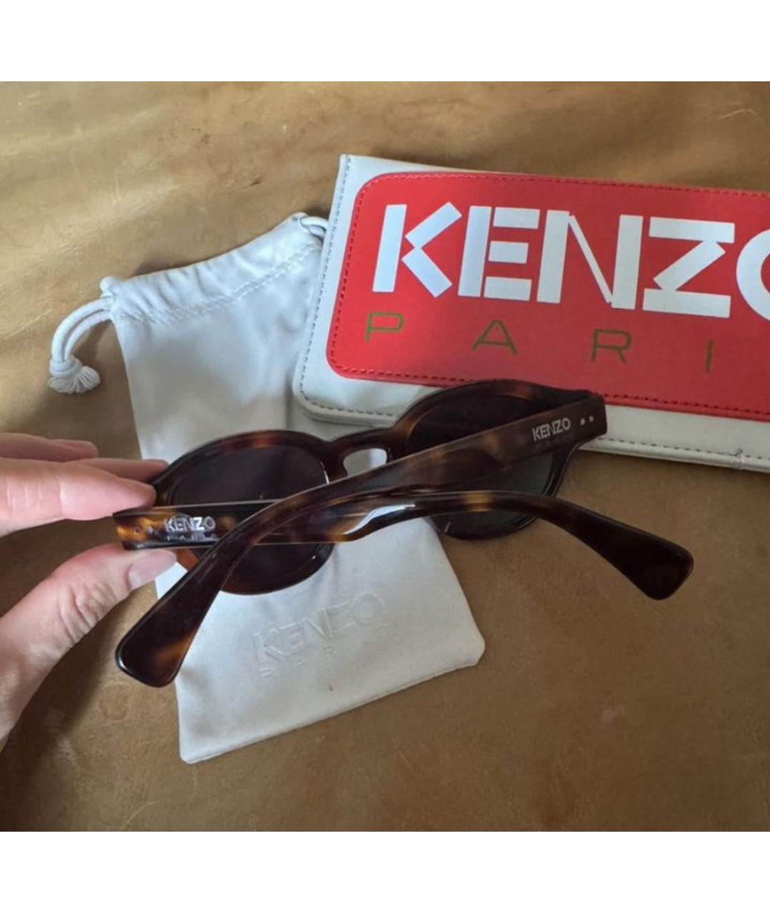 KENZO Коричневые пластиковые солнцезащитные очки, фото 2