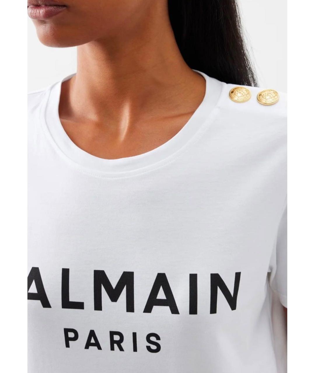 BALMAIN Белая хлопковая футболка, фото 5