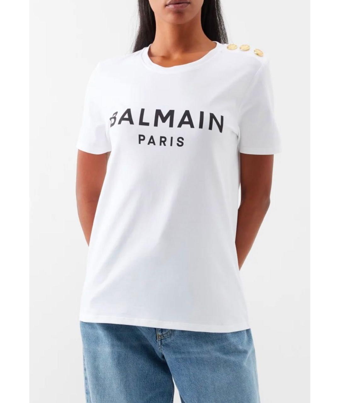 BALMAIN Белая хлопковая футболка, фото 3