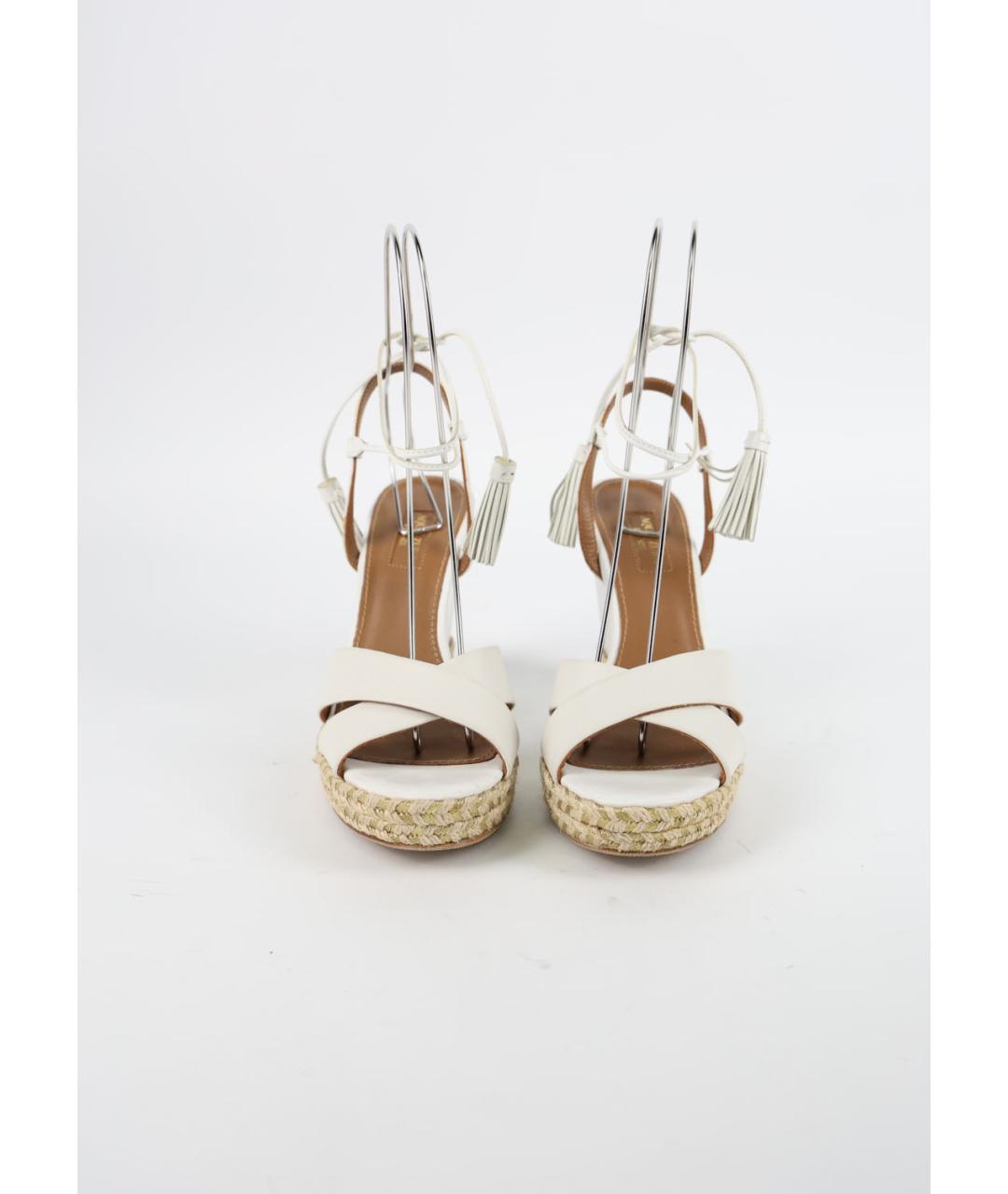 AQUAZZURA Белые кожаные босоножки, фото 2