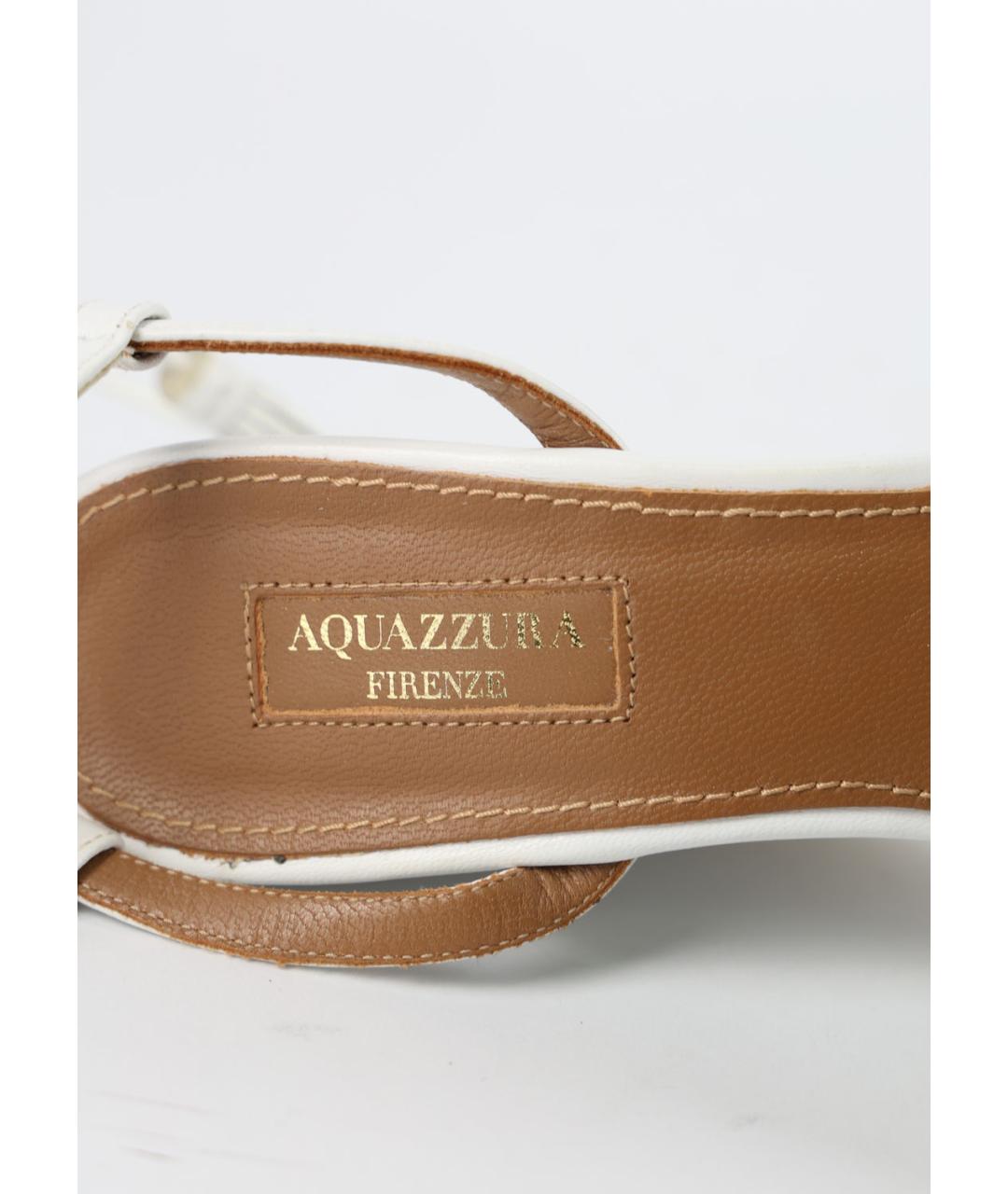 AQUAZZURA Белые кожаные босоножки, фото 5