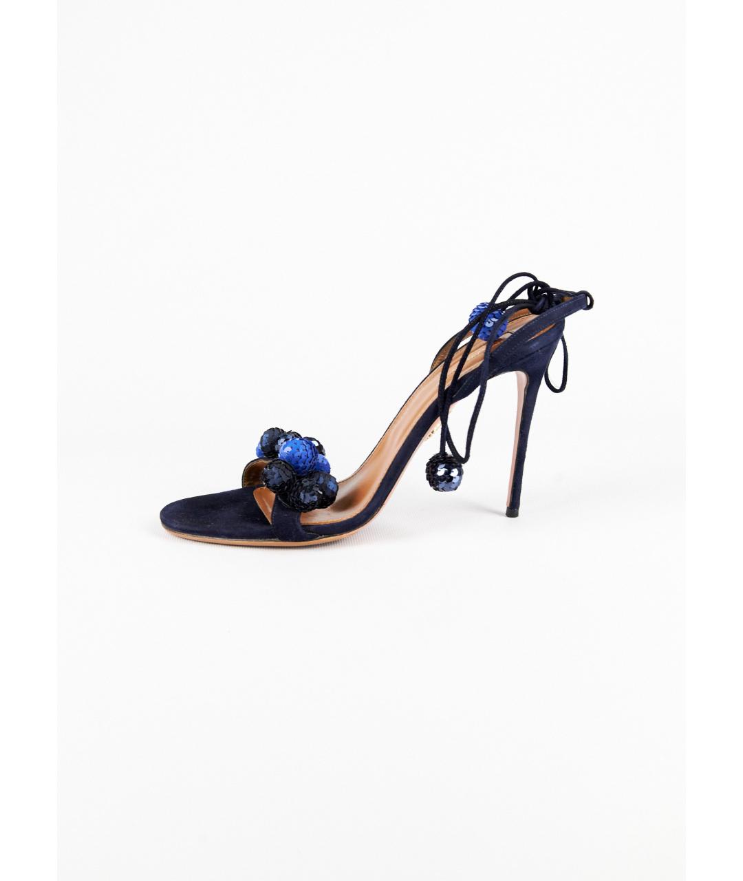 AQUAZZURA Черные замшевые босоножки, фото 6