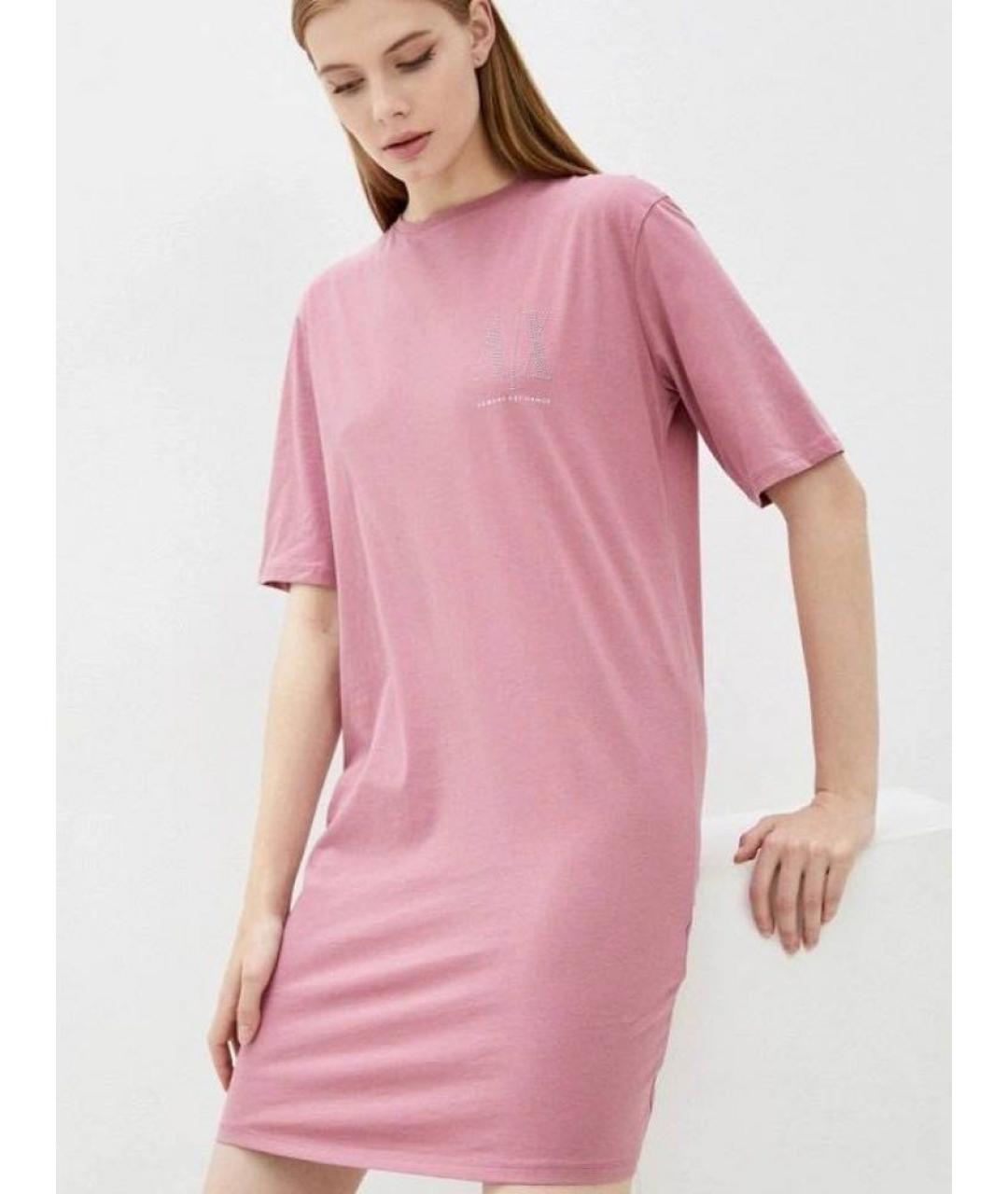 ARMANI EXCHANGE Коралловое хлопковое повседневное платье, фото 3