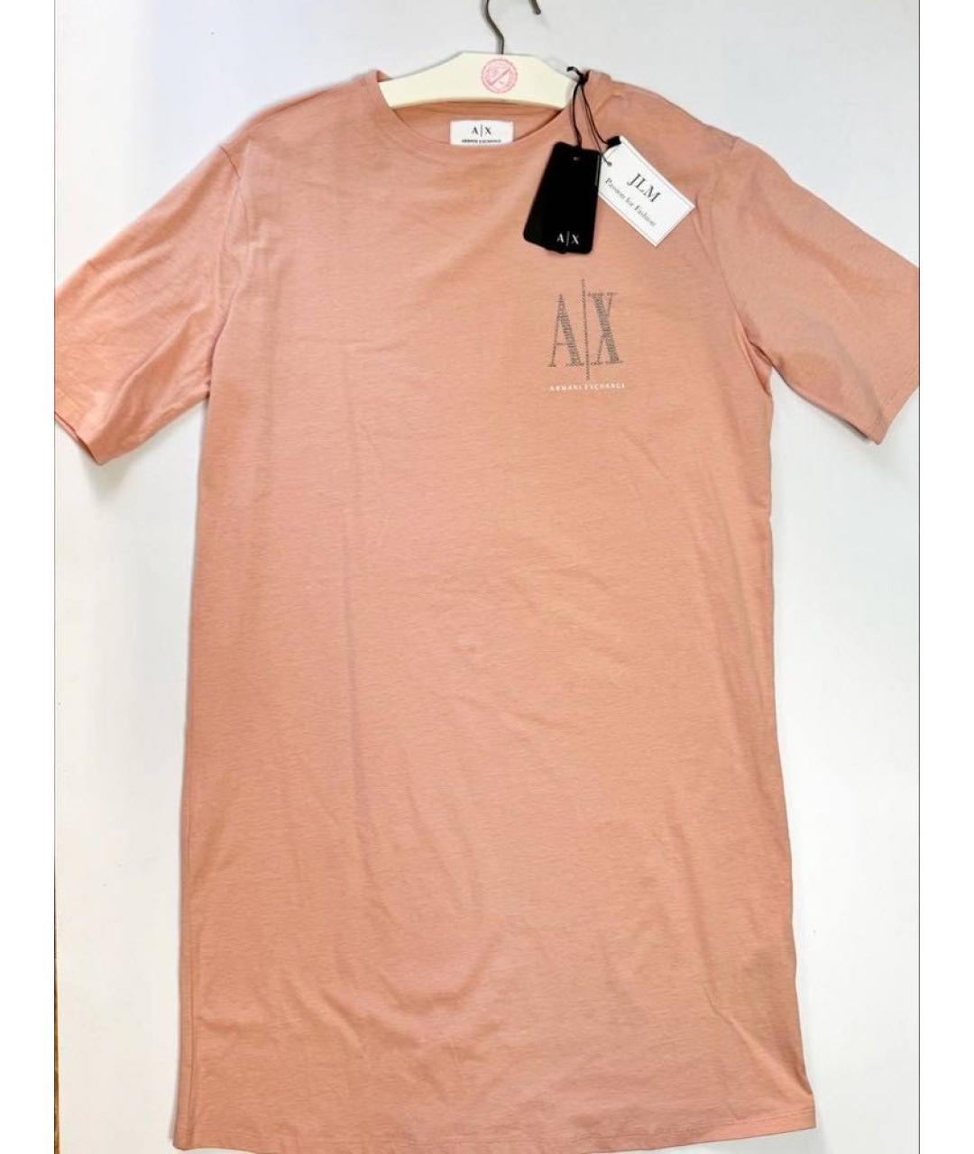 ARMANI EXCHANGE Коралловое хлопковое повседневное платье, фото 6