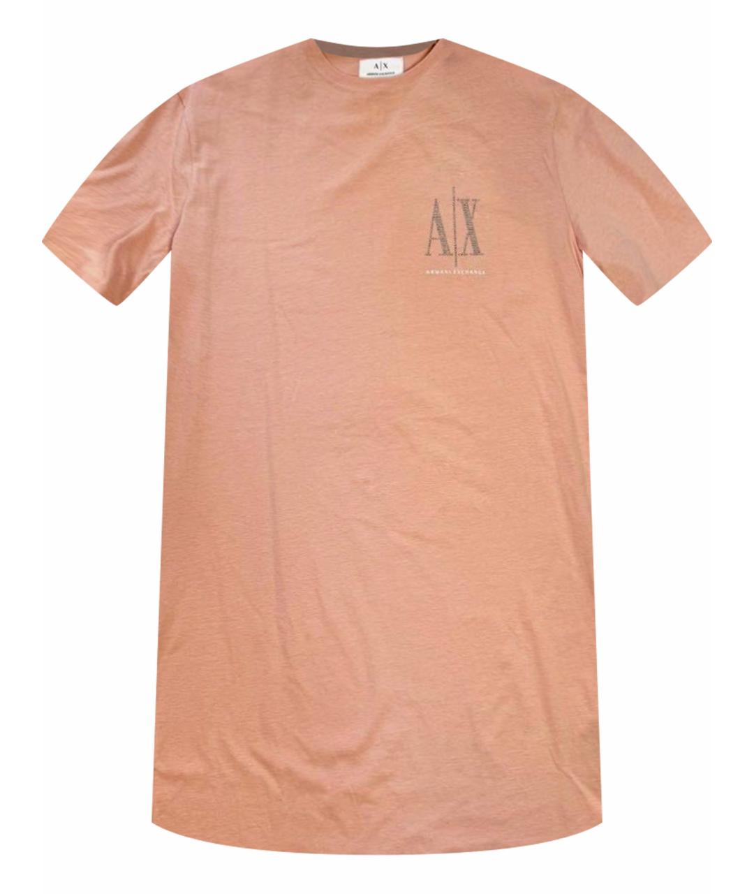 ARMANI EXCHANGE Коралловое хлопковое повседневное платье, фото 1
