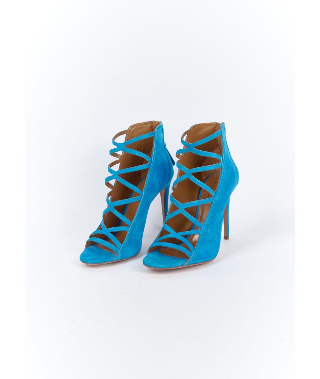 AQUAZZURA Бирюзовые замшевые босоножки, фото 3