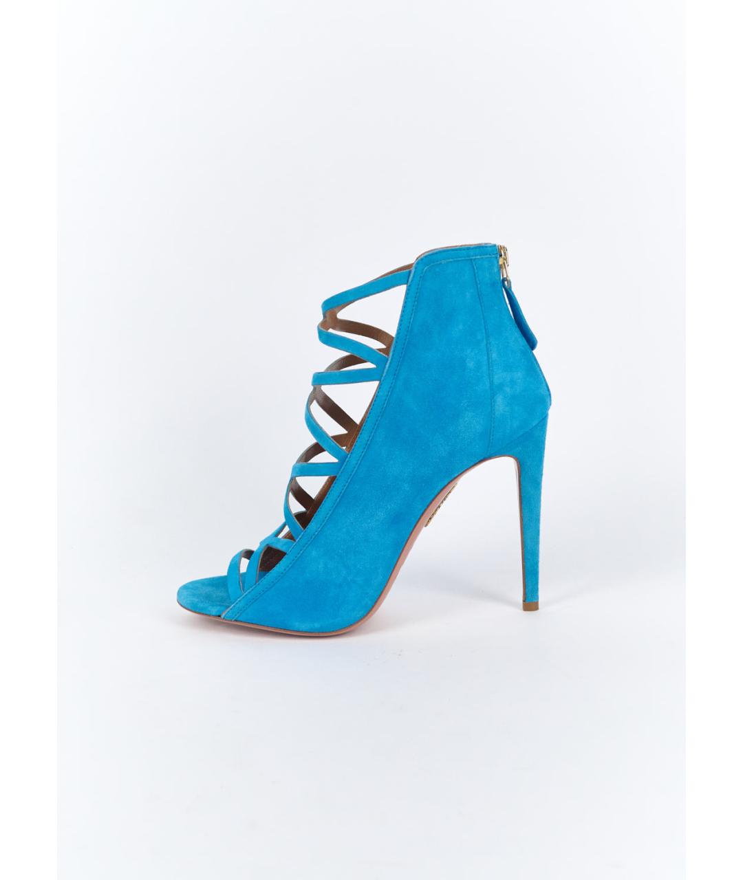 AQUAZZURA Бирюзовые замшевые босоножки, фото 6