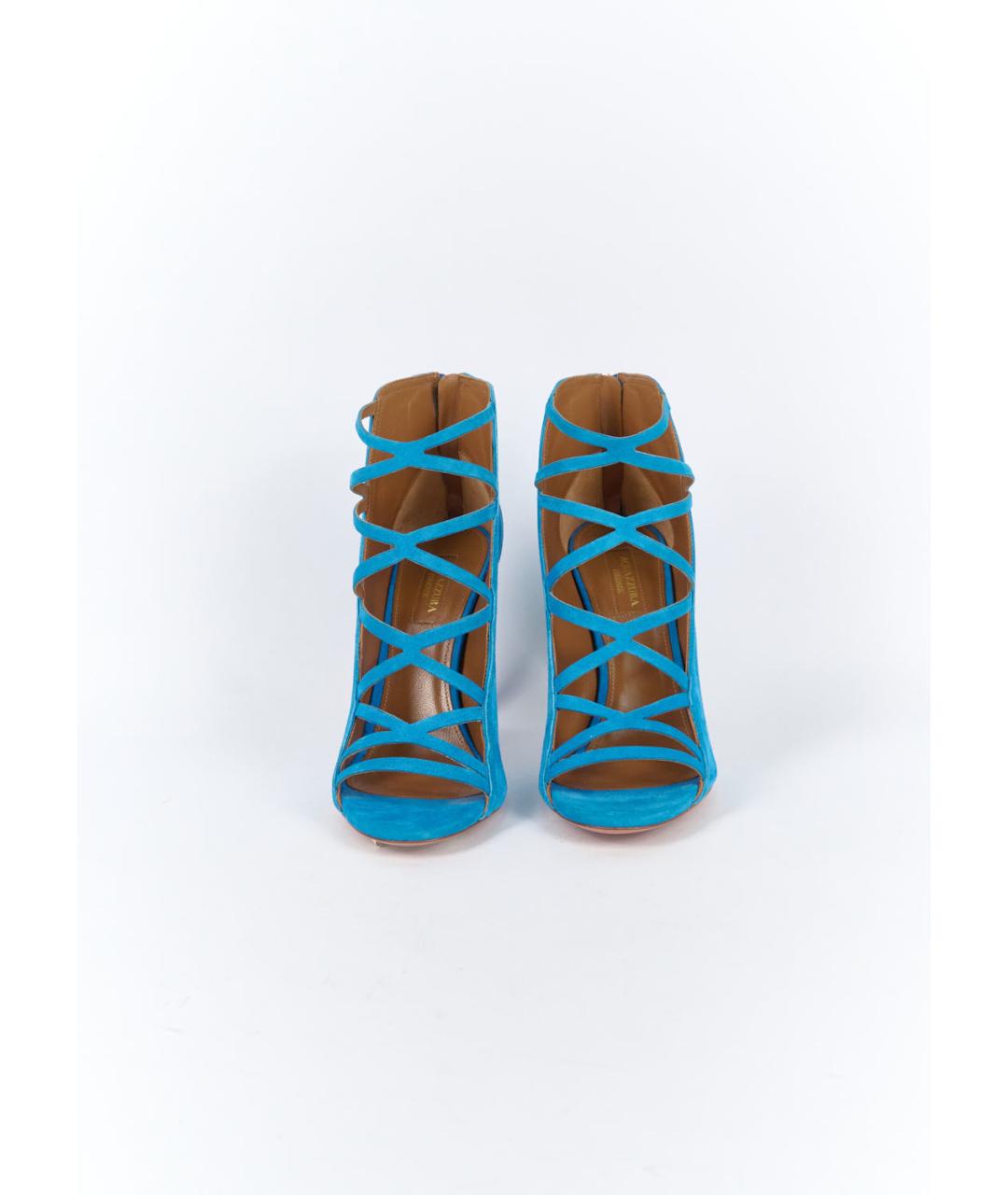 AQUAZZURA Бирюзовые замшевые босоножки, фото 2
