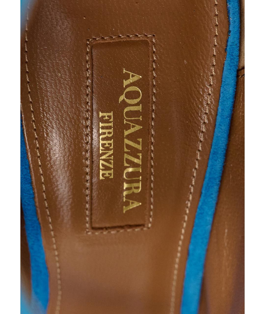AQUAZZURA Бирюзовые замшевые босоножки, фото 5