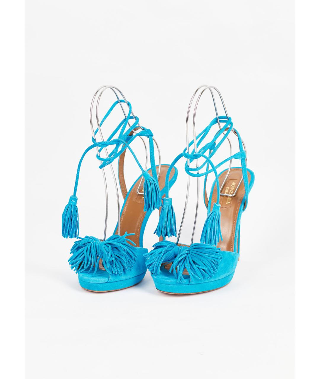 AQUAZZURA Бирюзовые замшевые босоножки, фото 3