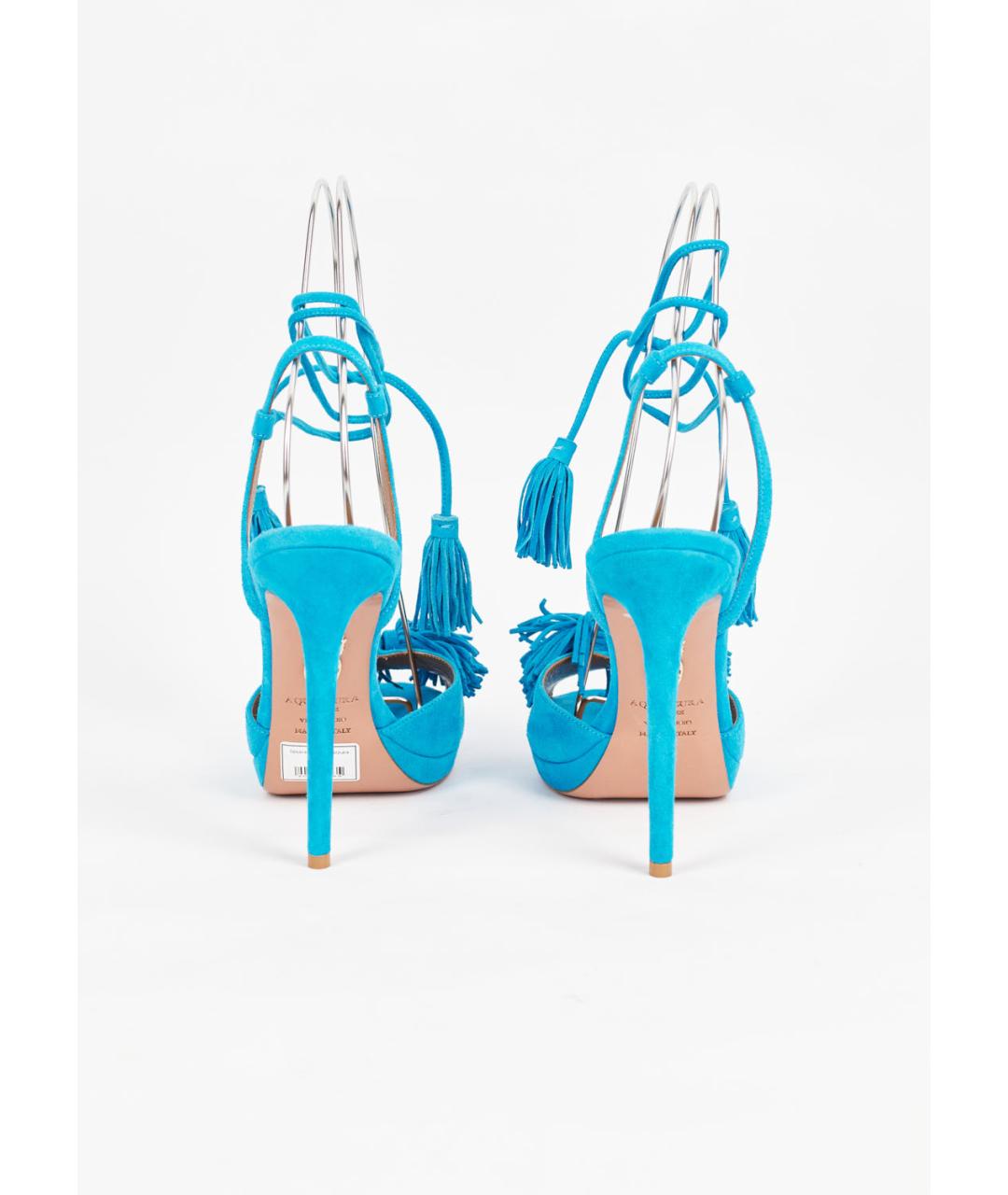 AQUAZZURA Бирюзовые замшевые босоножки, фото 4