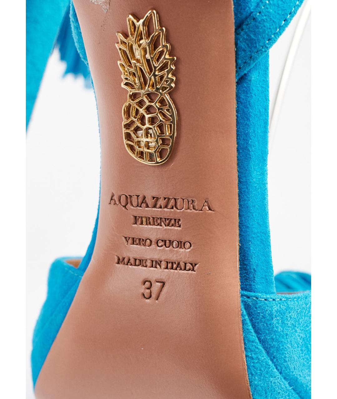 AQUAZZURA Бирюзовые замшевые босоножки, фото 5