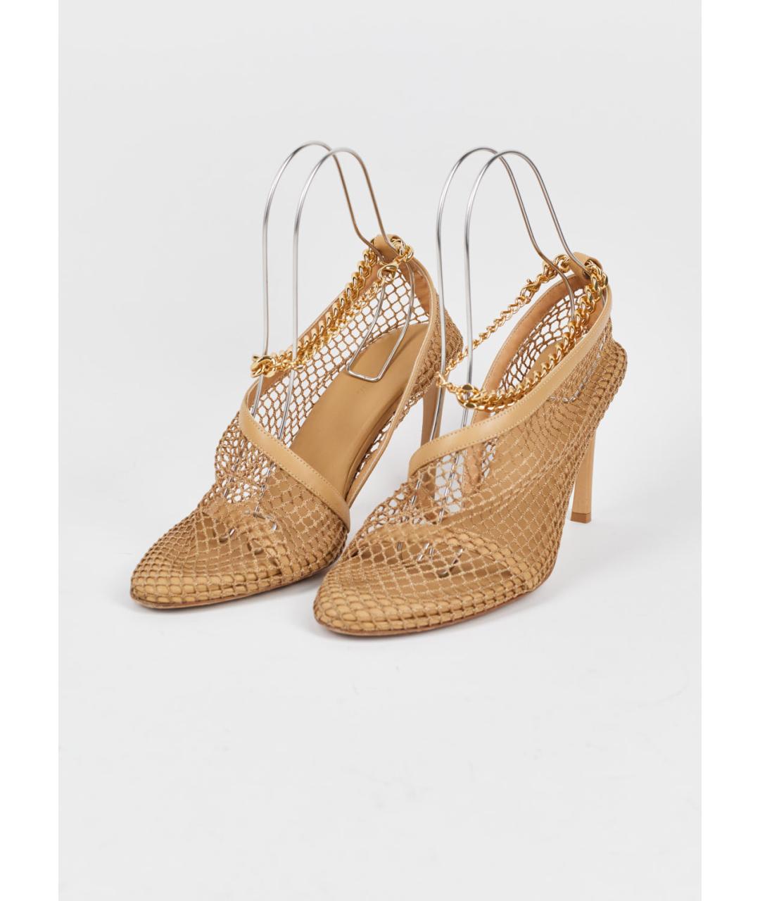 BOTTEGA VENETA Бежевые текстильные босоножки, фото 3