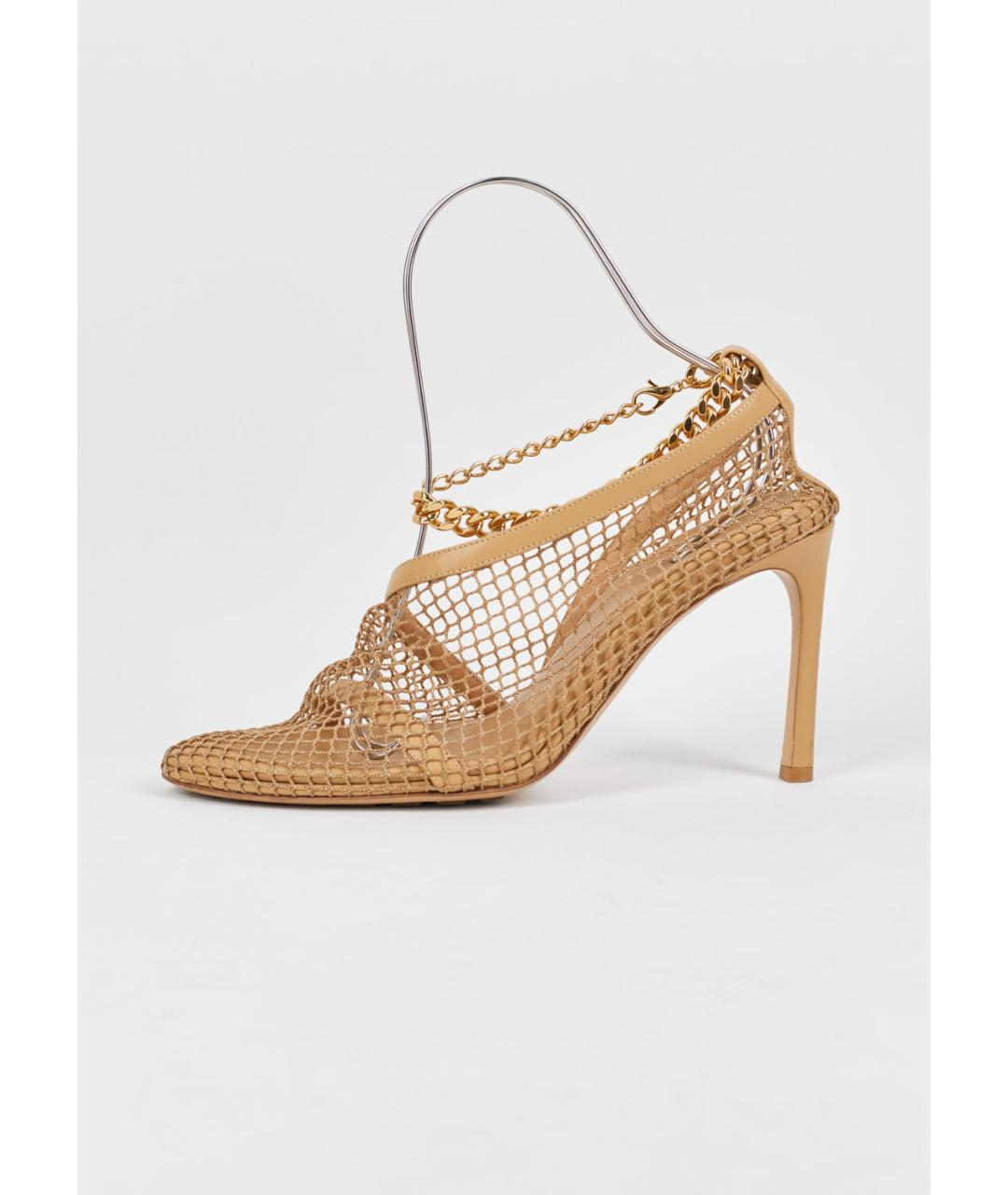 BOTTEGA VENETA Бежевые текстильные босоножки, фото 6