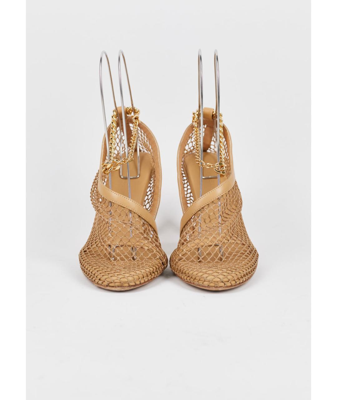 BOTTEGA VENETA Бежевые текстильные босоножки, фото 2