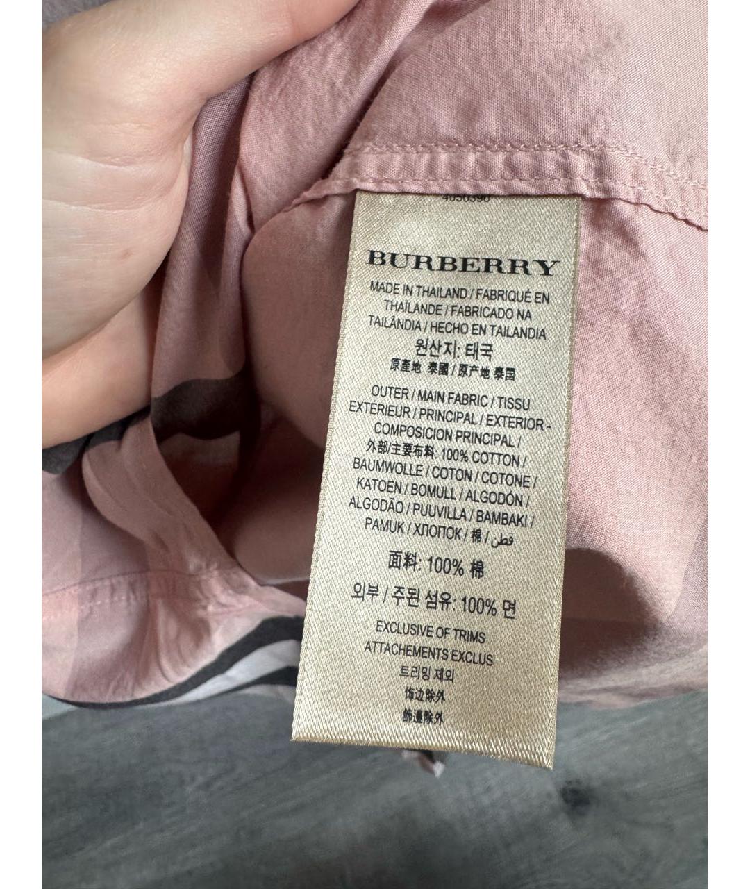 BURBERRY Розовая хлопковая рубашка, фото 6
