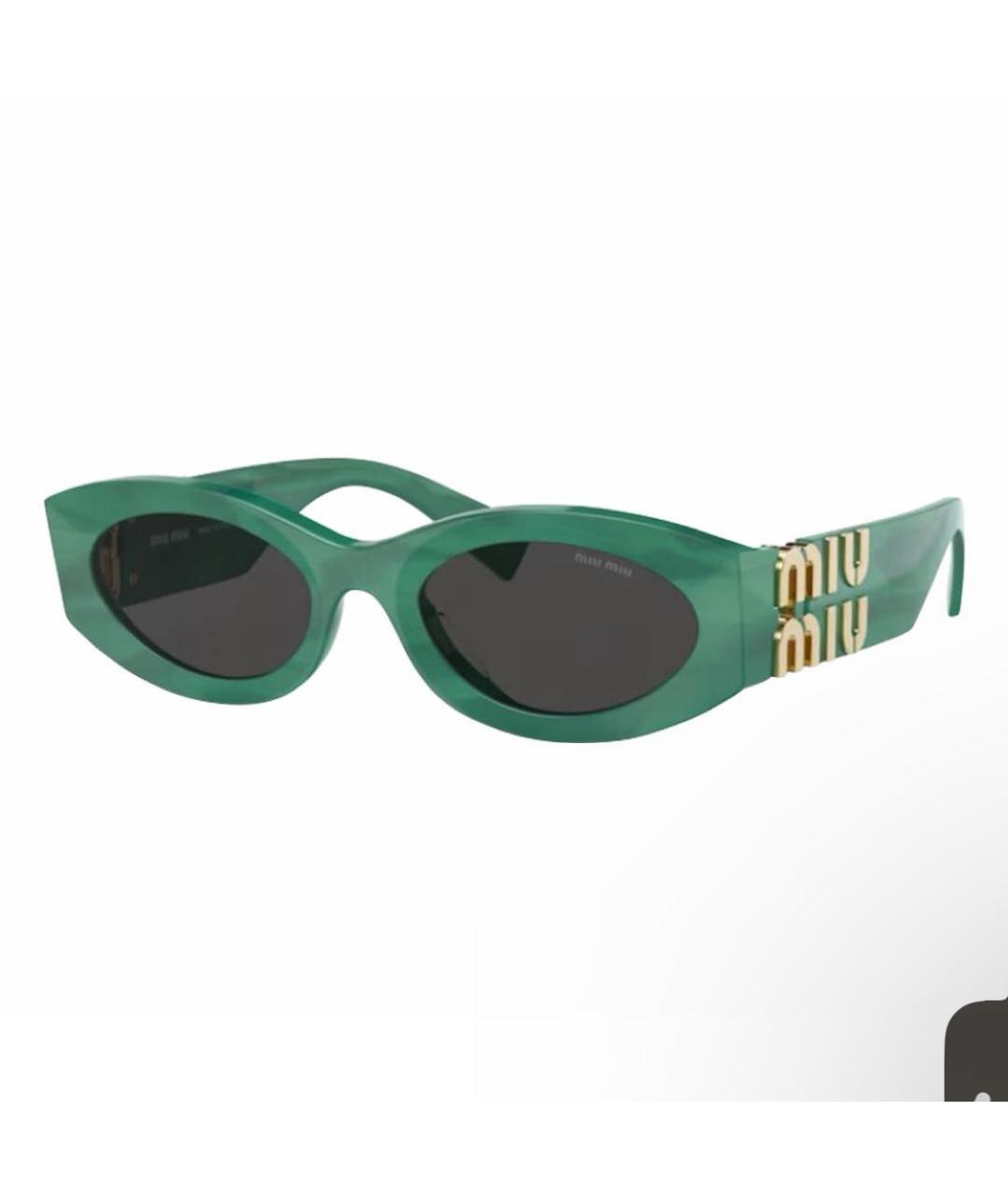 MIU MIU Зеленые пластиковые солнцезащитные очки, фото 4