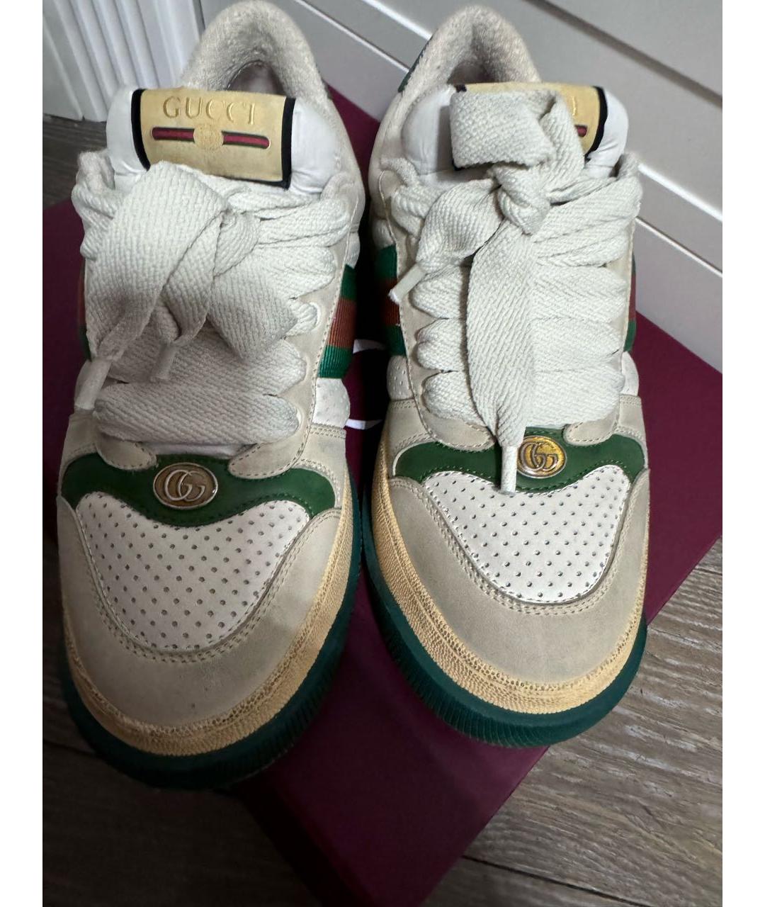 GUCCI Бежевые кожаные кроссовки, фото 3