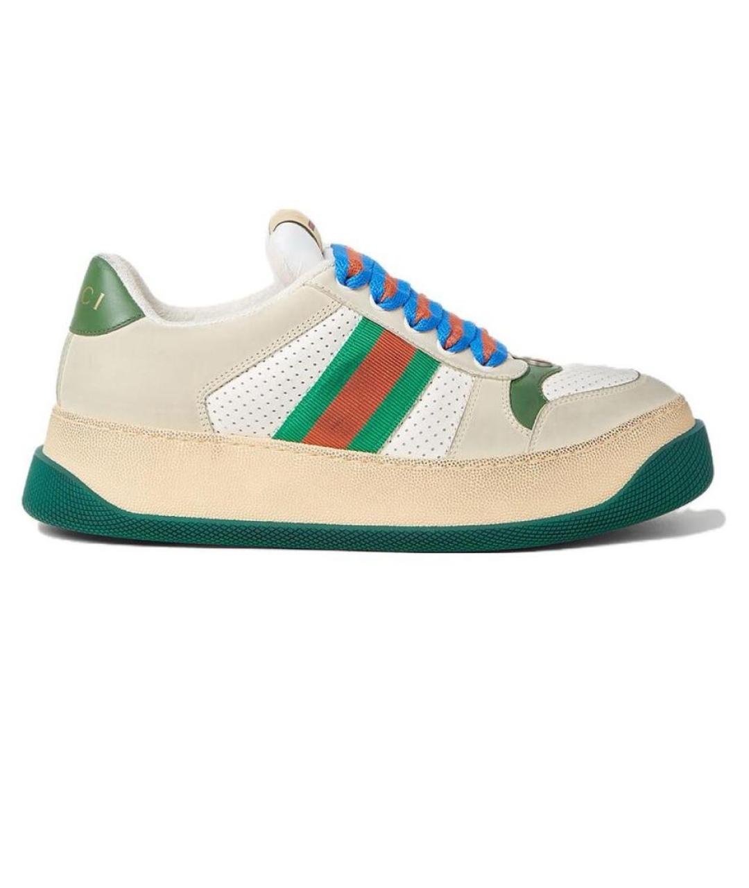 GUCCI Бежевые кожаные кроссовки, фото 6