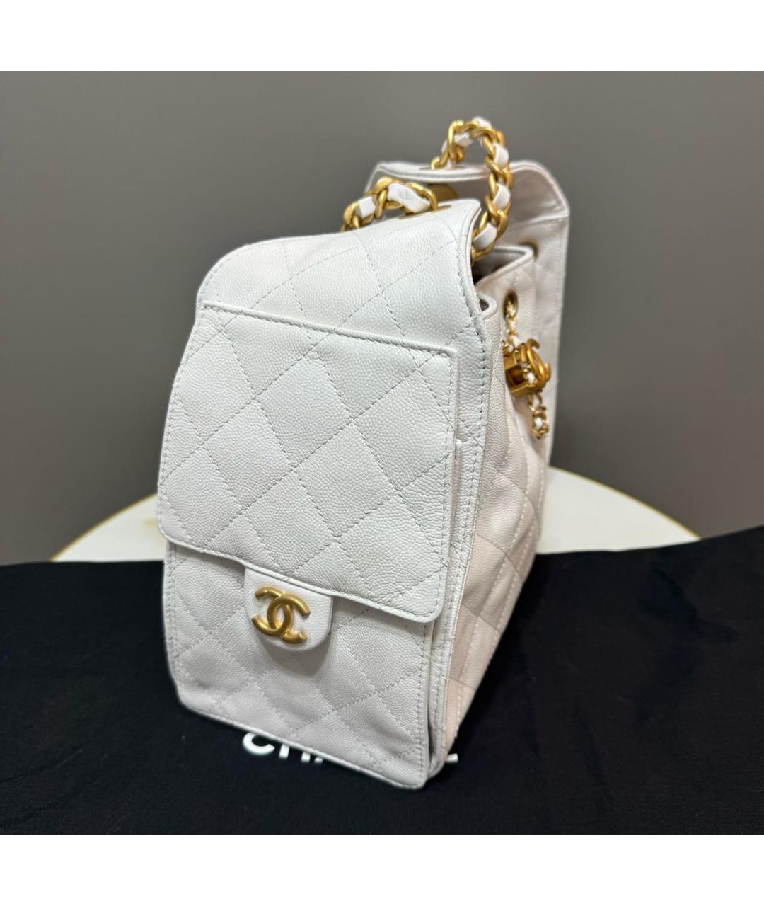 CHANEL Белая кожаная сумка через плечо, фото 4