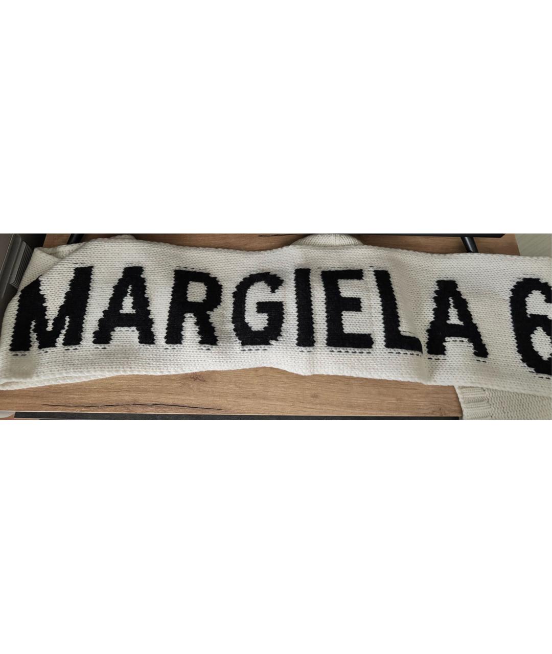 MM6 MAISON MARGIELA Белый шерстяной шарф, фото 4