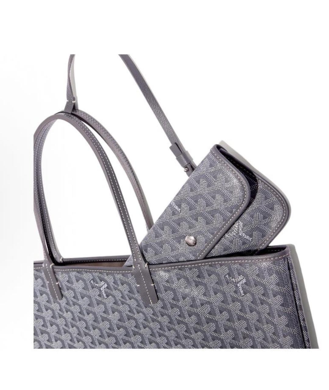 GOYARD Серая кожаная сумка тоут, фото 4
