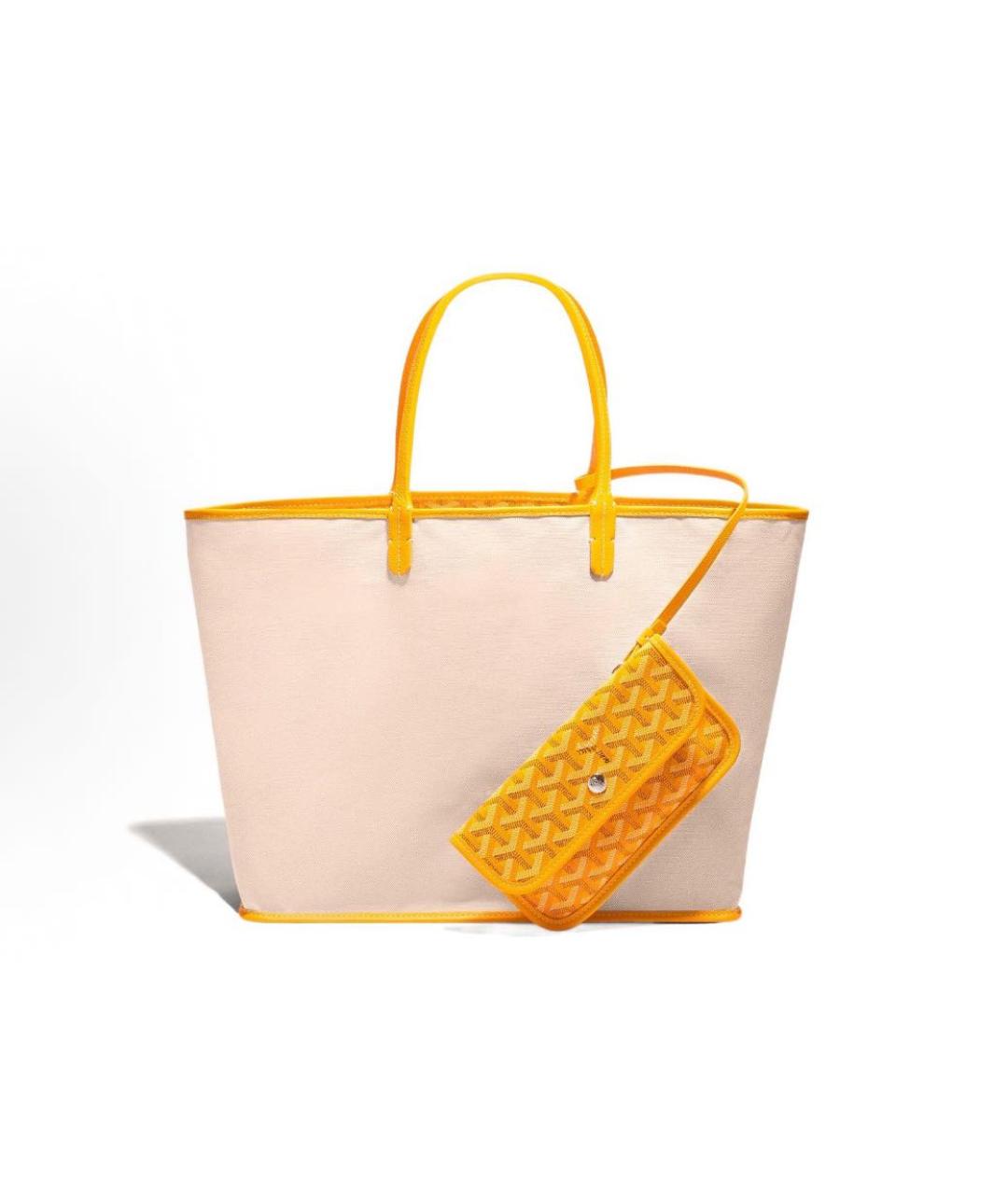 GOYARD Желтая кожаная сумка тоут, фото 3