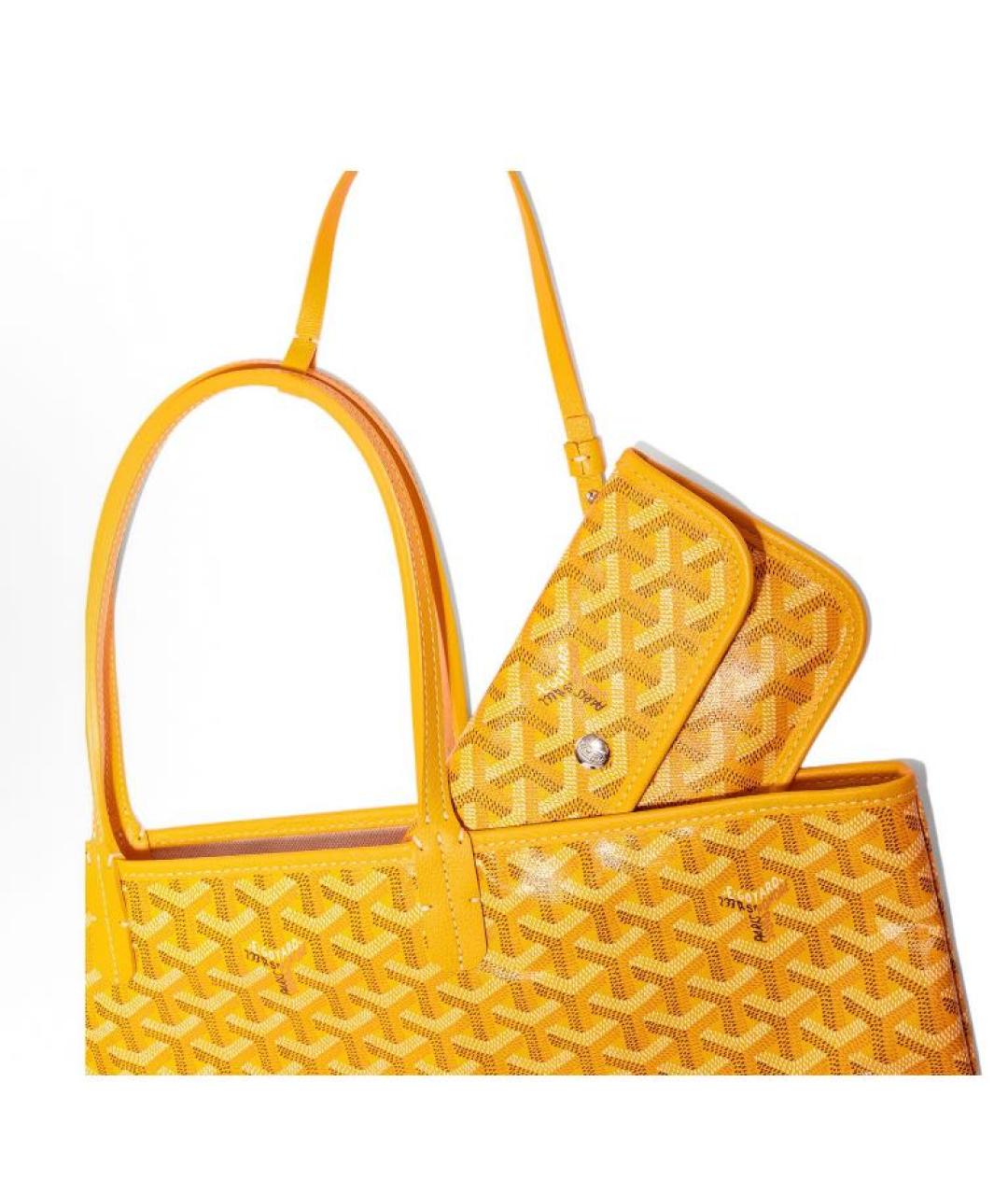 GOYARD Желтая кожаная сумка тоут, фото 4