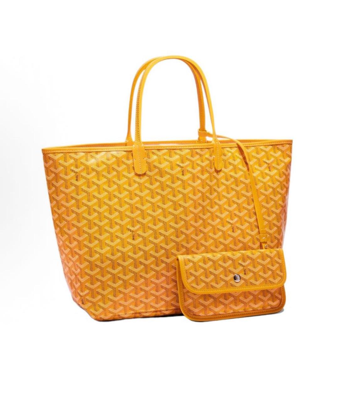 GOYARD Желтая кожаная сумка тоут, фото 8