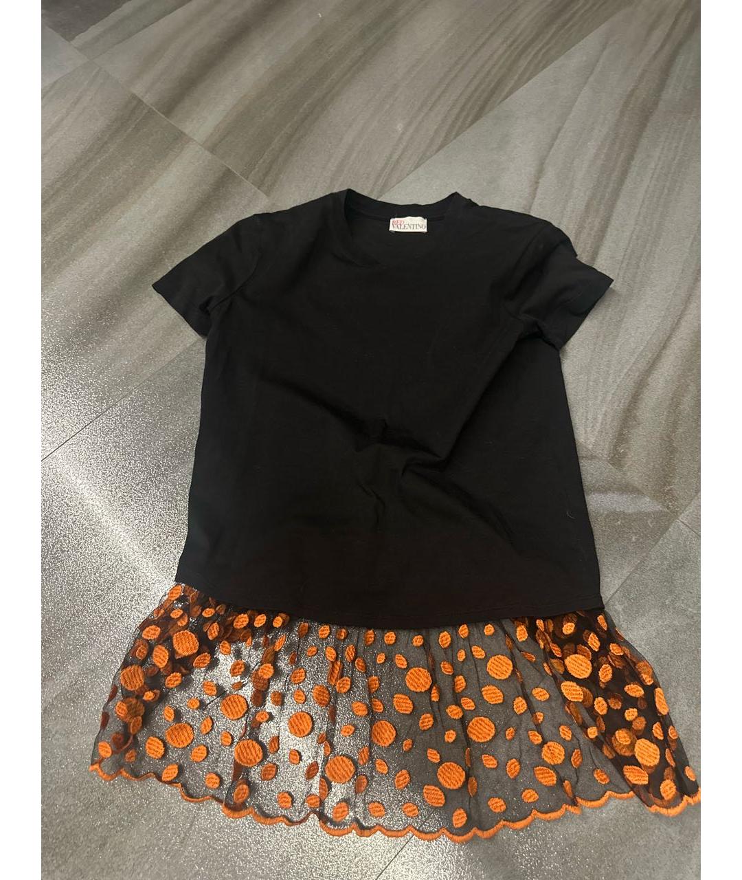 RED VALENTINO Черная хлопковая футболка, фото 4