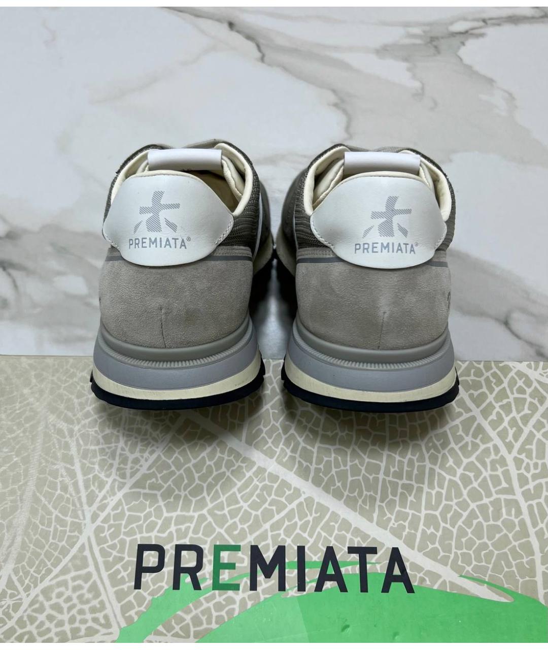 PREMIATA Серые кожаные низкие кроссовки / кеды, фото 5