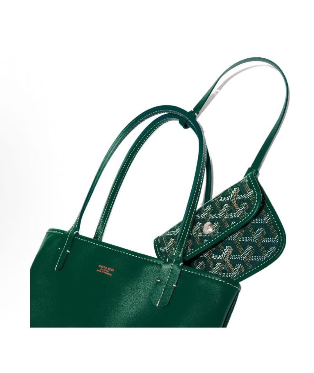 GOYARD Зеленая кожаная сумка с короткими ручками, фото 3