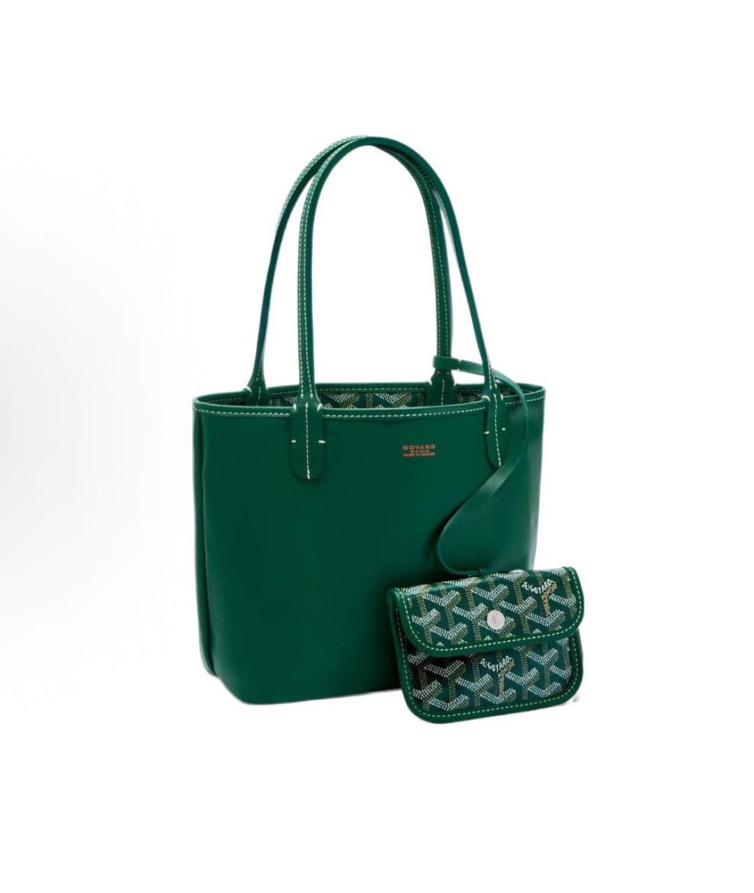 GOYARD Зеленая кожаная сумка с короткими ручками, фото 7