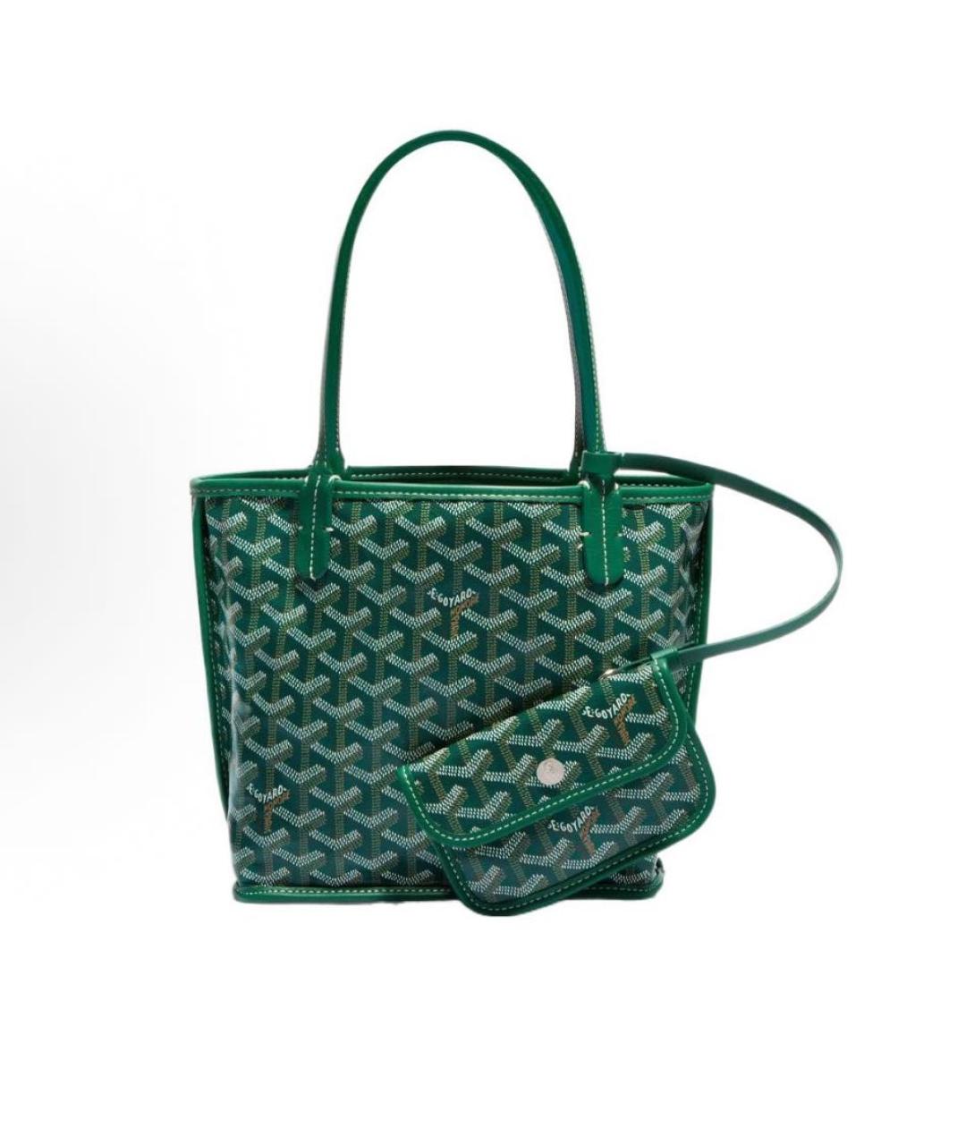 GOYARD Зеленая кожаная сумка с короткими ручками, фото 2