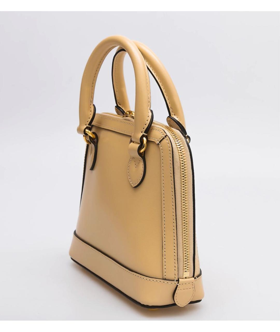 GUCCI Бежевая кожаная сумка с короткими ручками, фото 3