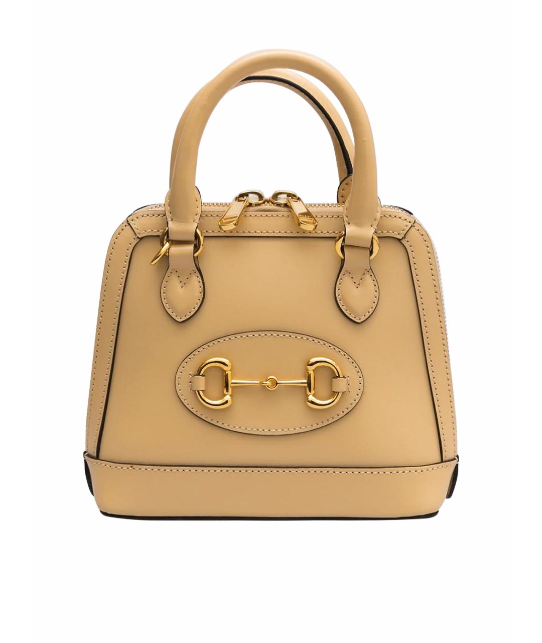 GUCCI Бежевая кожаная сумка с короткими ручками, фото 1