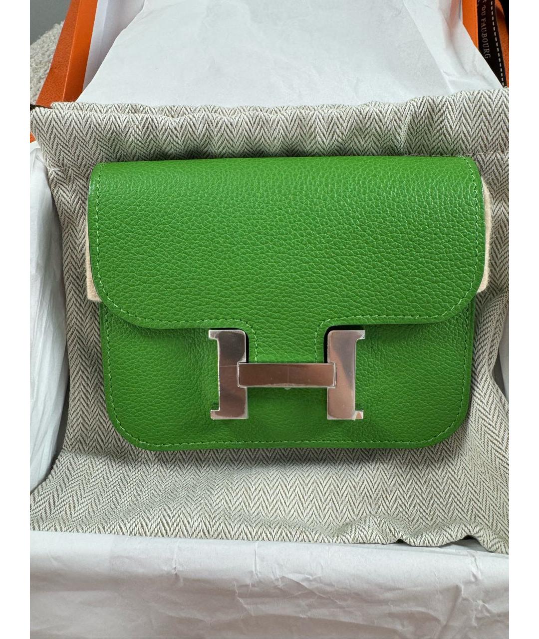 HERMES Зеленая кожаная поясная сумка, фото 2