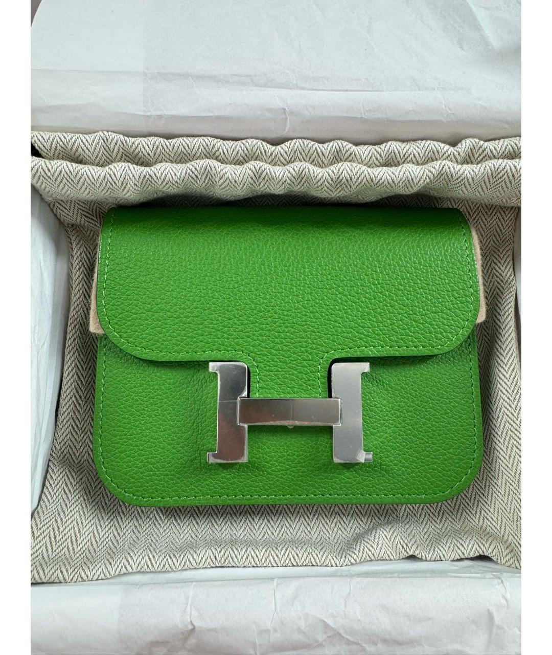 HERMES Зеленая кожаная поясная сумка, фото 9