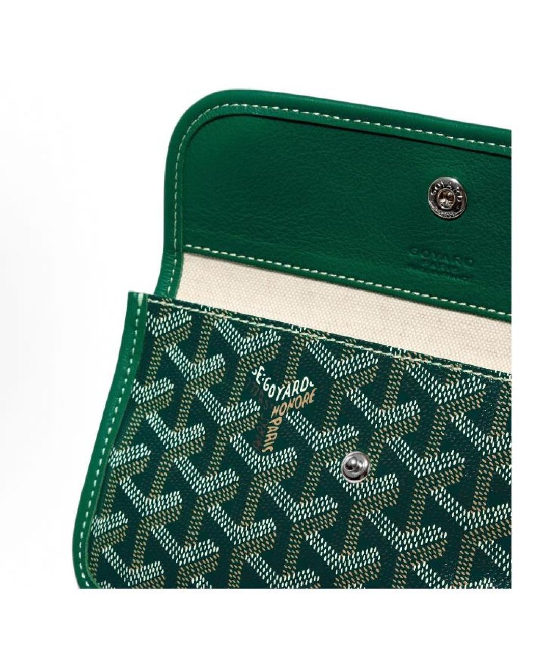 GOYARD Зеленая кожаная сумка с короткими ручками, фото 6