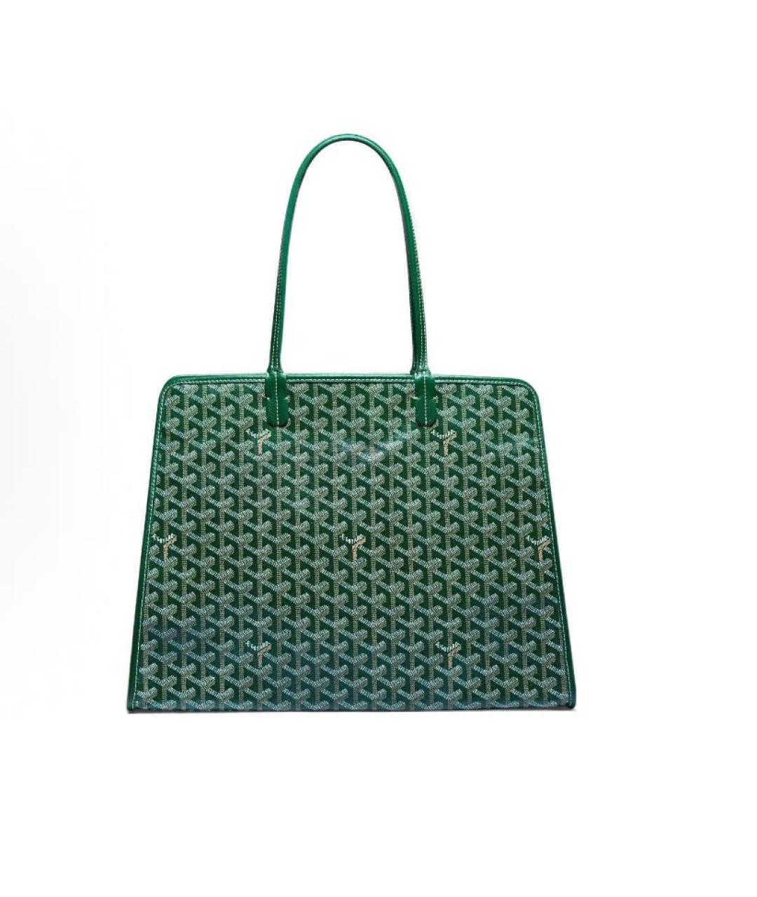 GOYARD Зеленая кожаная сумка с короткими ручками, фото 2