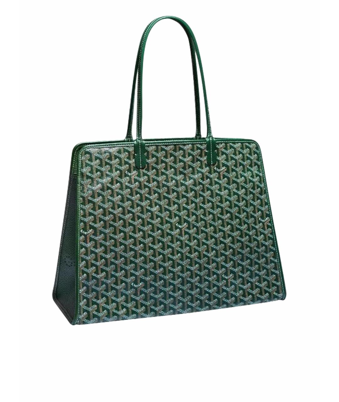 GOYARD Зеленая кожаная сумка с короткими ручками, фото 1