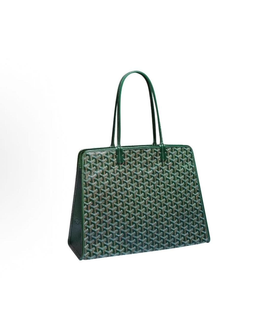 GOYARD Зеленая кожаная сумка с короткими ручками, фото 7