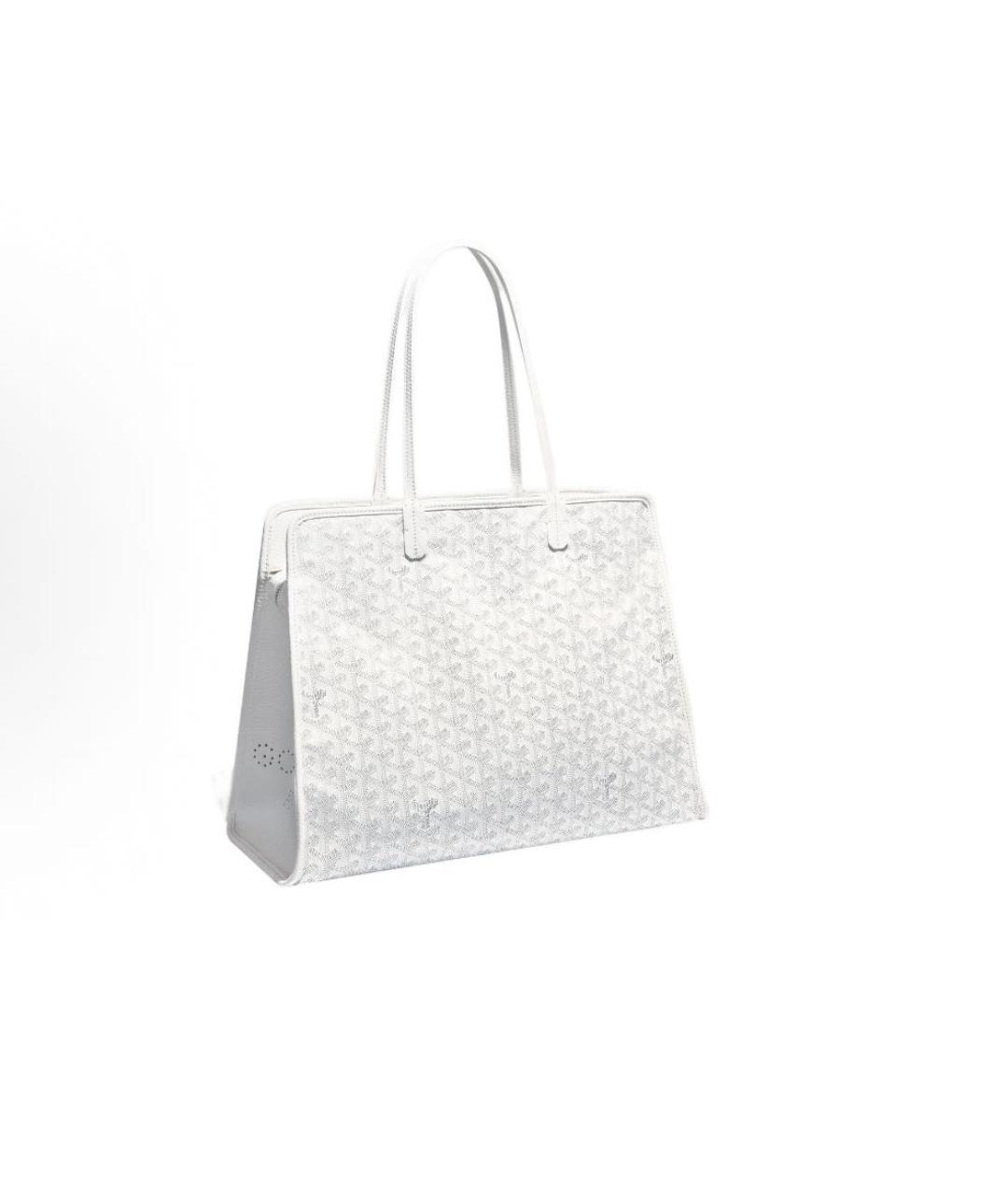 GOYARD Белая кожаная сумка с короткими ручками, фото 7